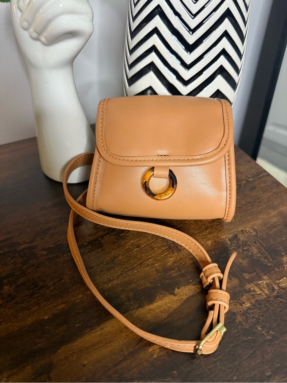 Urban Outfitters- Tan Belt Bag with Tortoiseshell Accent